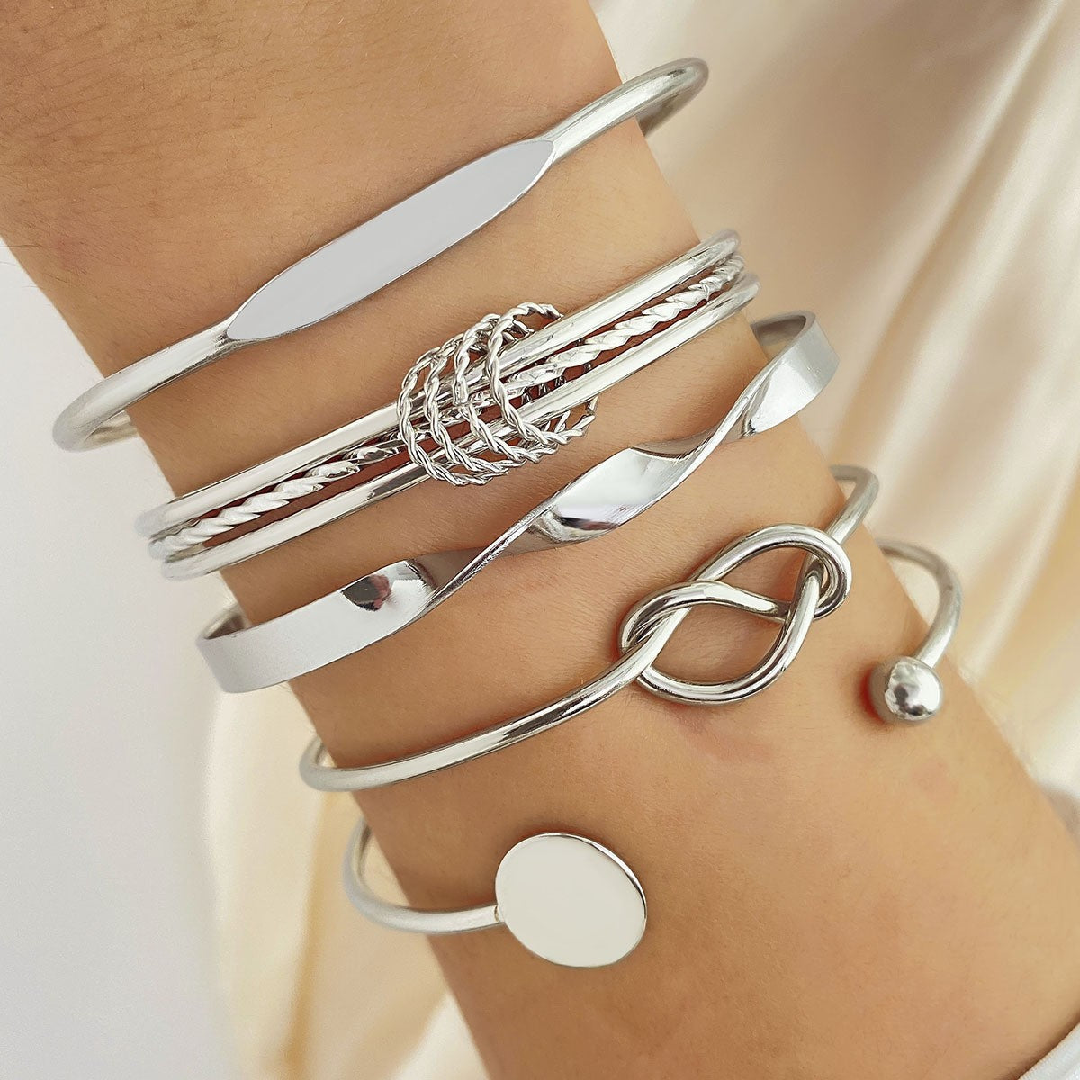 Mixed Texture Cuff Bracelet Set