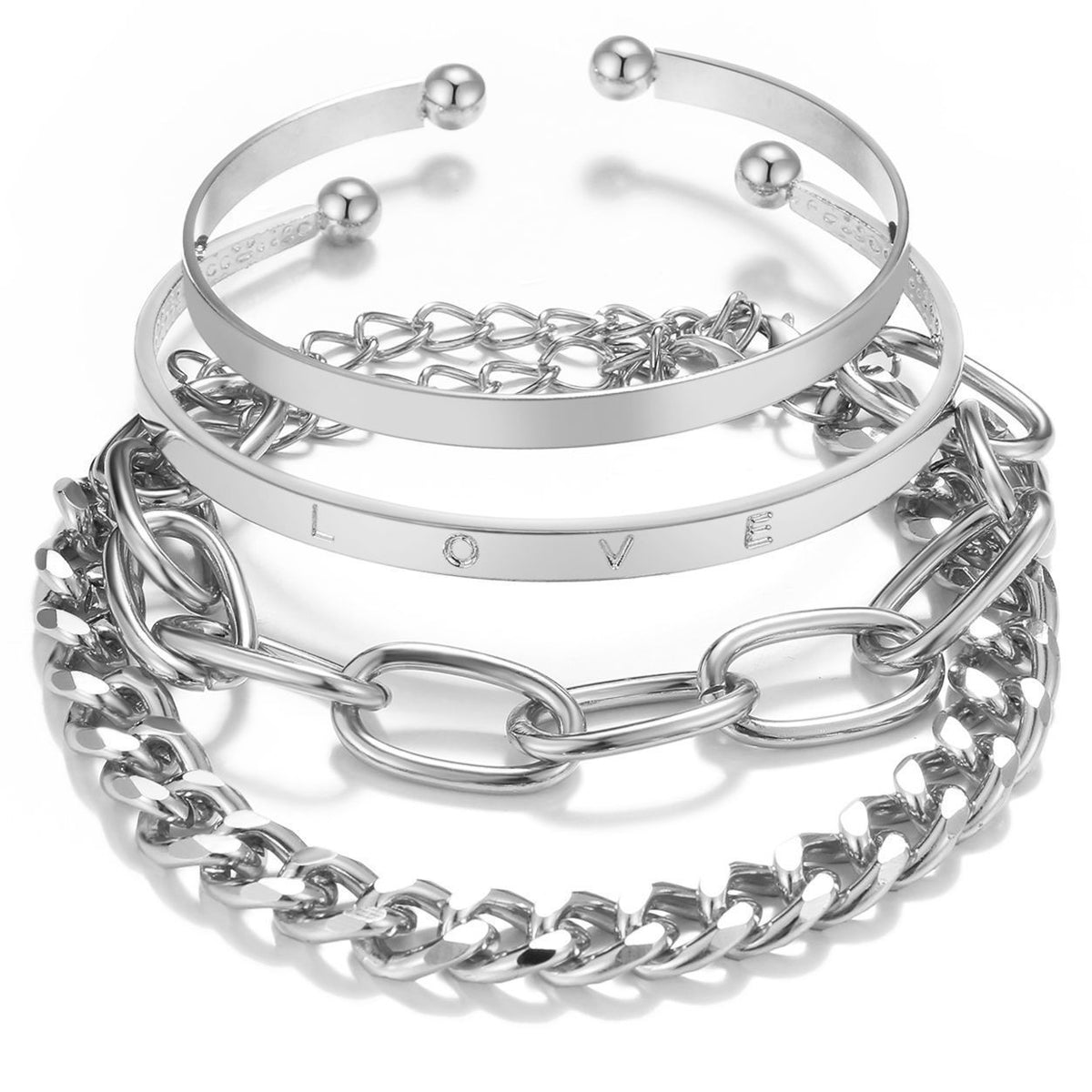 Mixed Texture Cuff Bracelet Set
