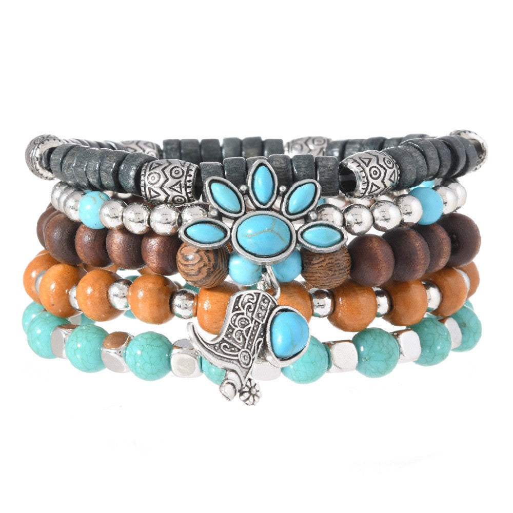 Turquoise Paw & Boot Beaded Bracelet Set