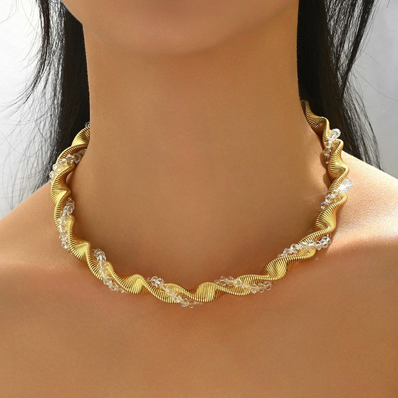Crystal Wave Choker Necklace