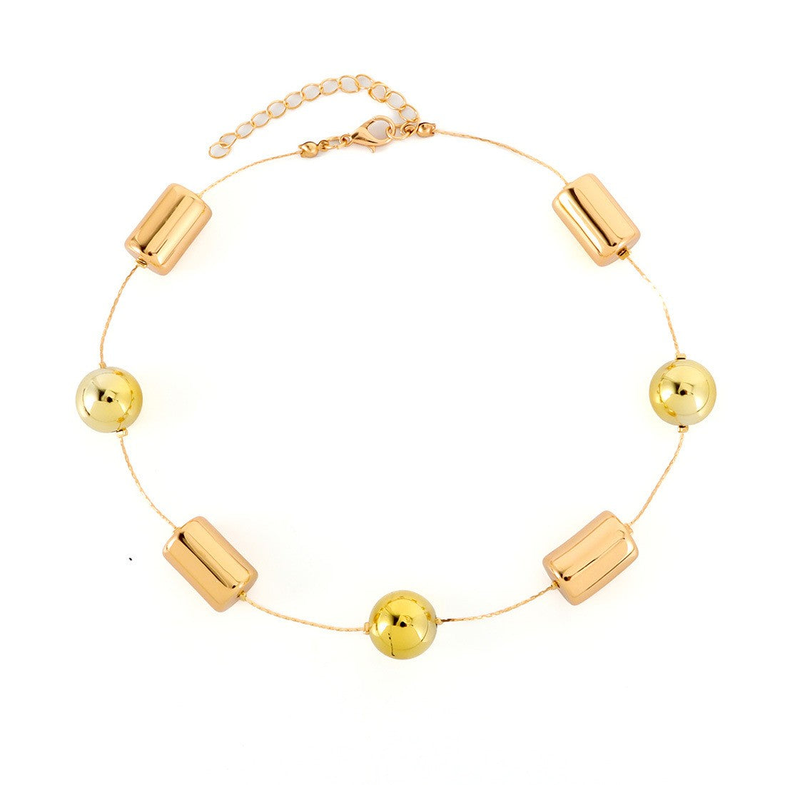Silver Cylinder & Sphere Choker Necklace