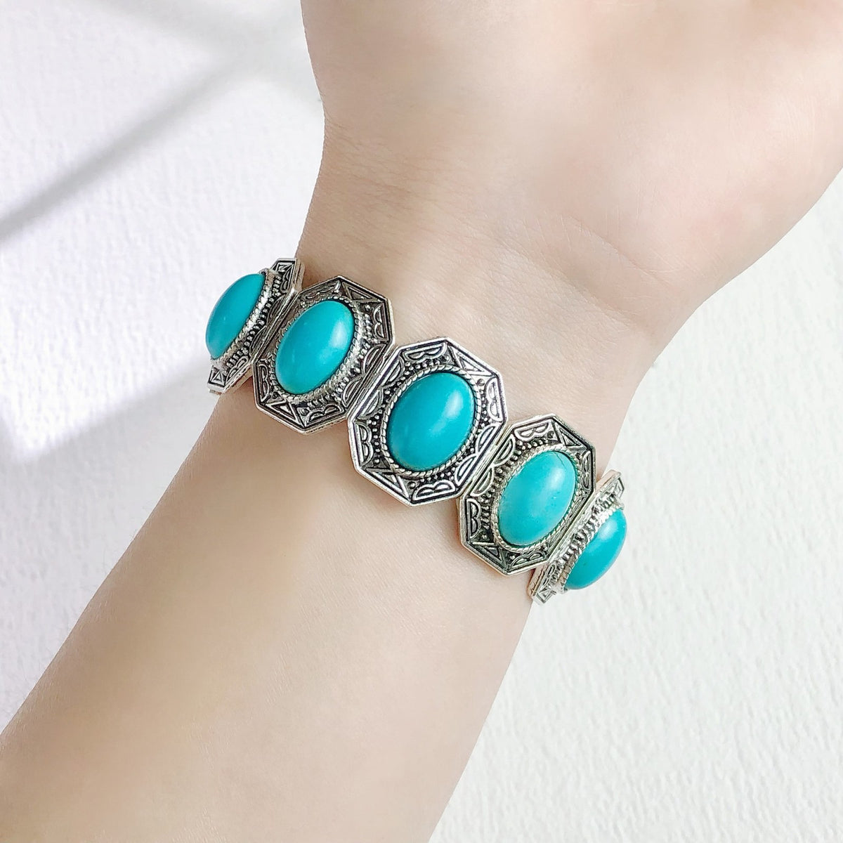 Turquoise Octagon Link Bracelet