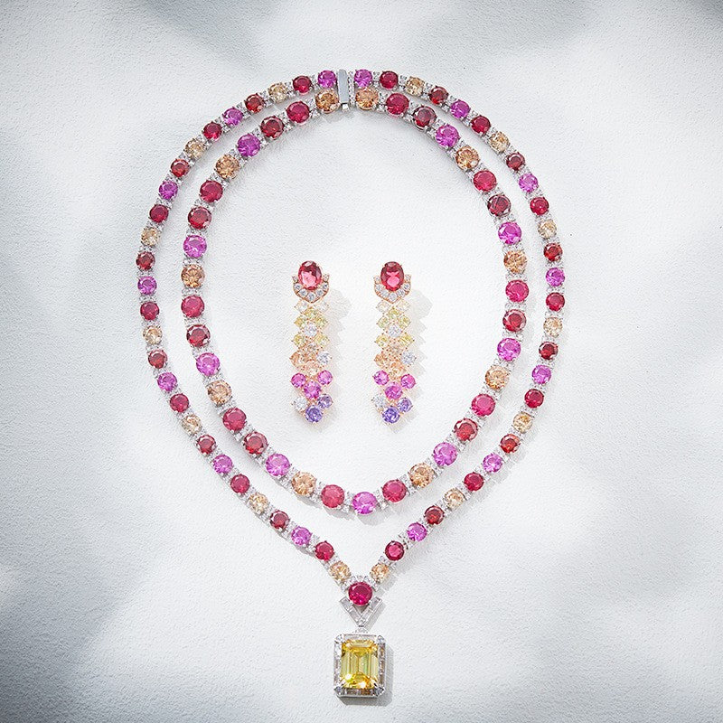 Crystal Lariat Necklace & Earring Set