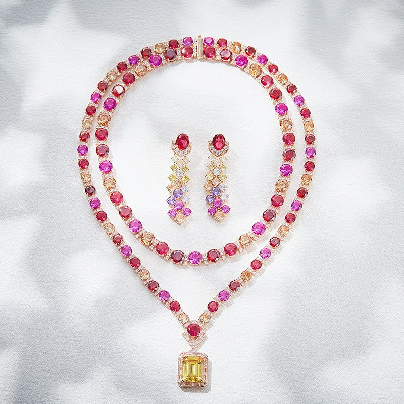 Crystal Lariat Necklace & Earring Set