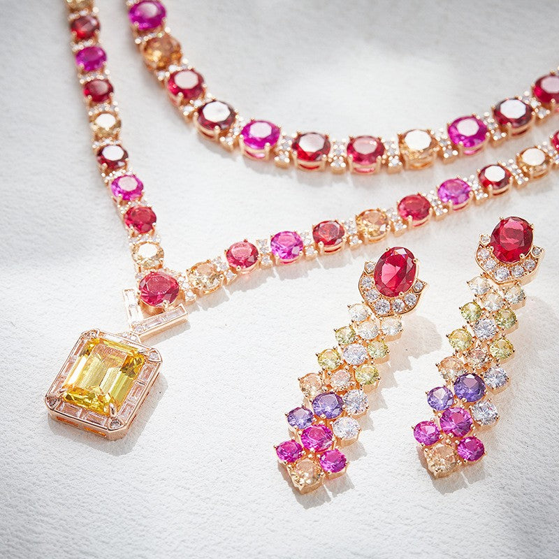 Crystal Lariat Necklace & Earring Set