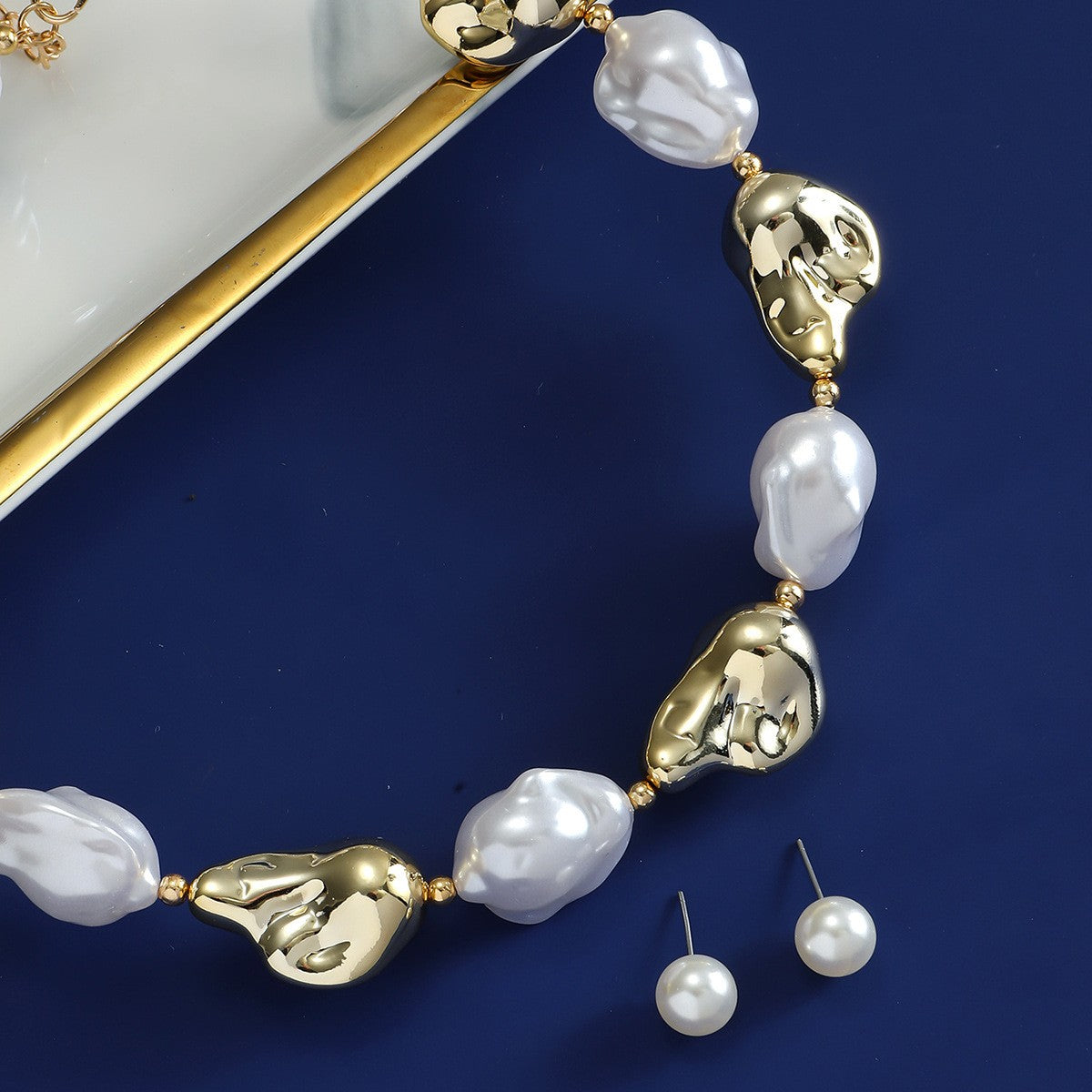 Sculptural Pearl Link Necklace