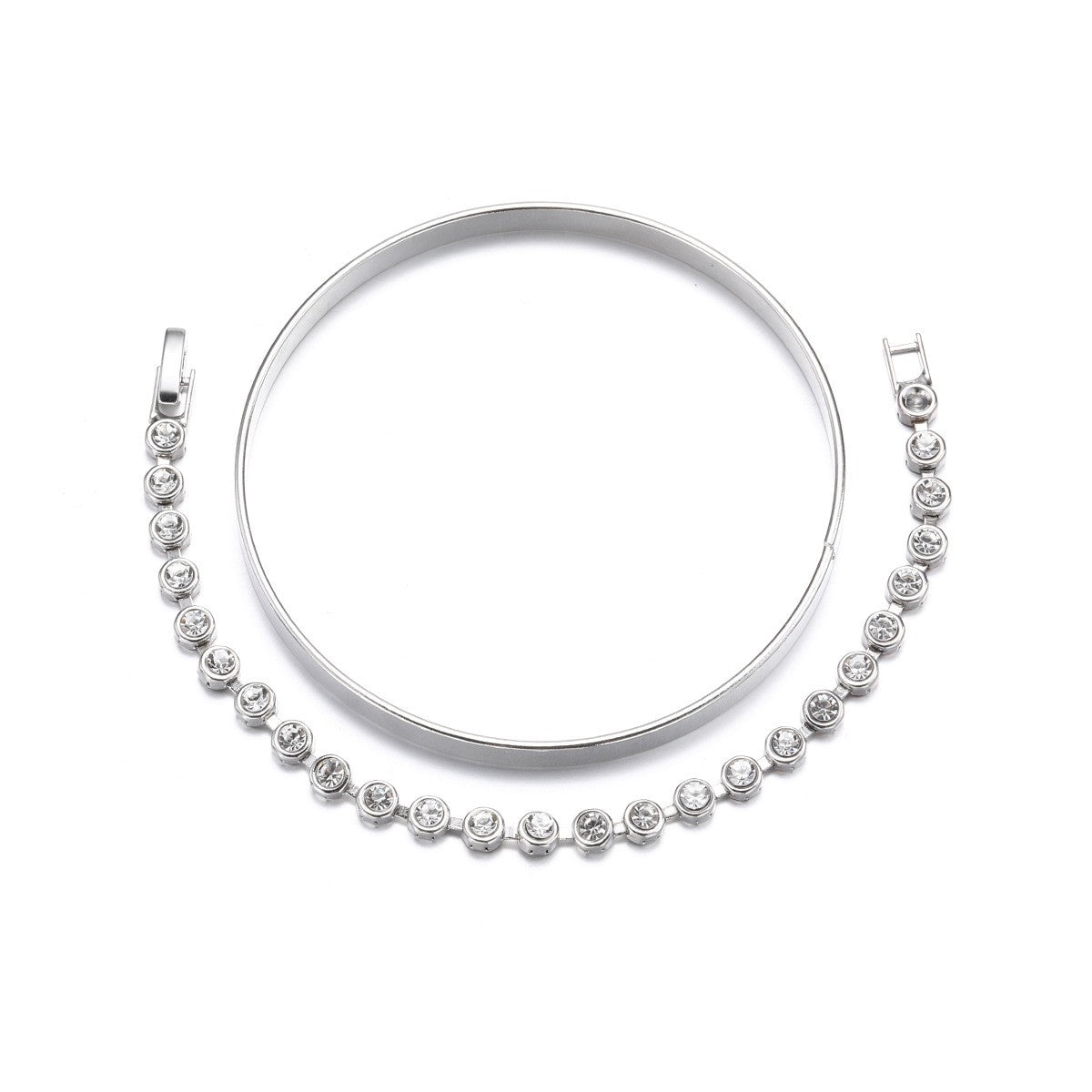 Crystal Cuff & Bangle Bracelet Set