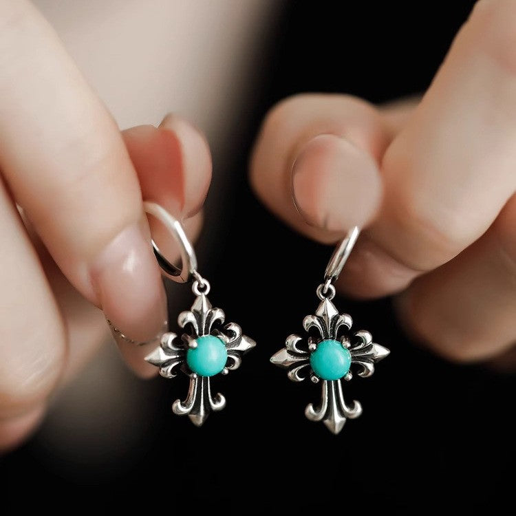 Turquoise Fleur-de-Lis Drop Earrings