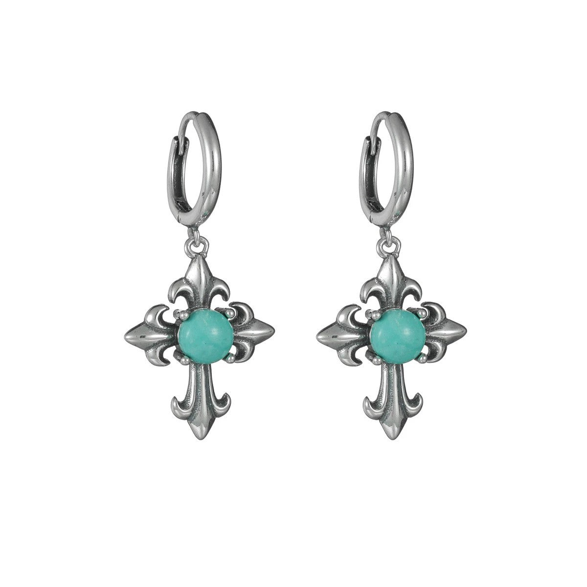 Turquoise Fleur-de-Lis Drop Earrings
