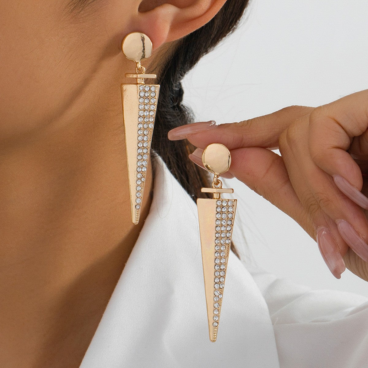 Geometric Rhinestone Drop Earrings