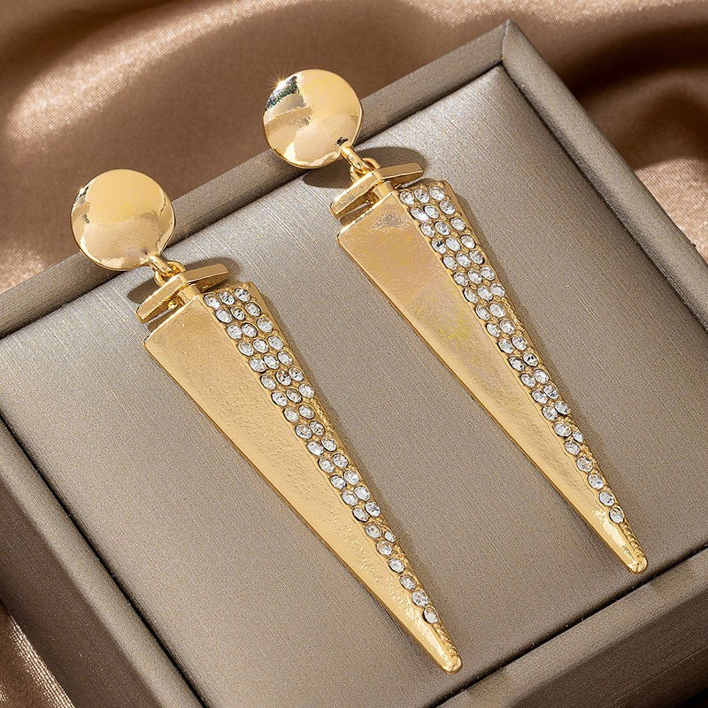 Geometric Rhinestone Drop Earrings
