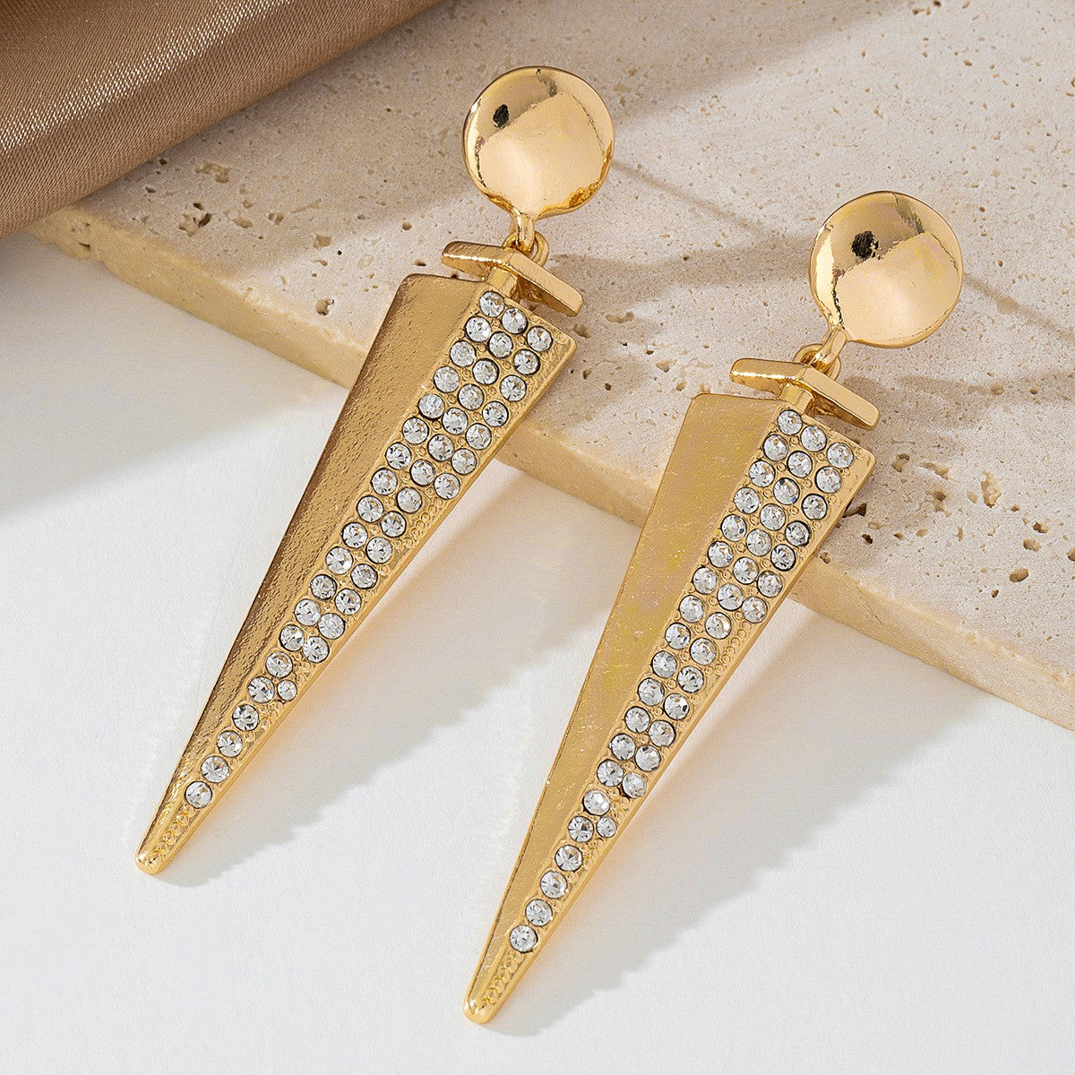 Geometric Rhinestone Drop Earrings
