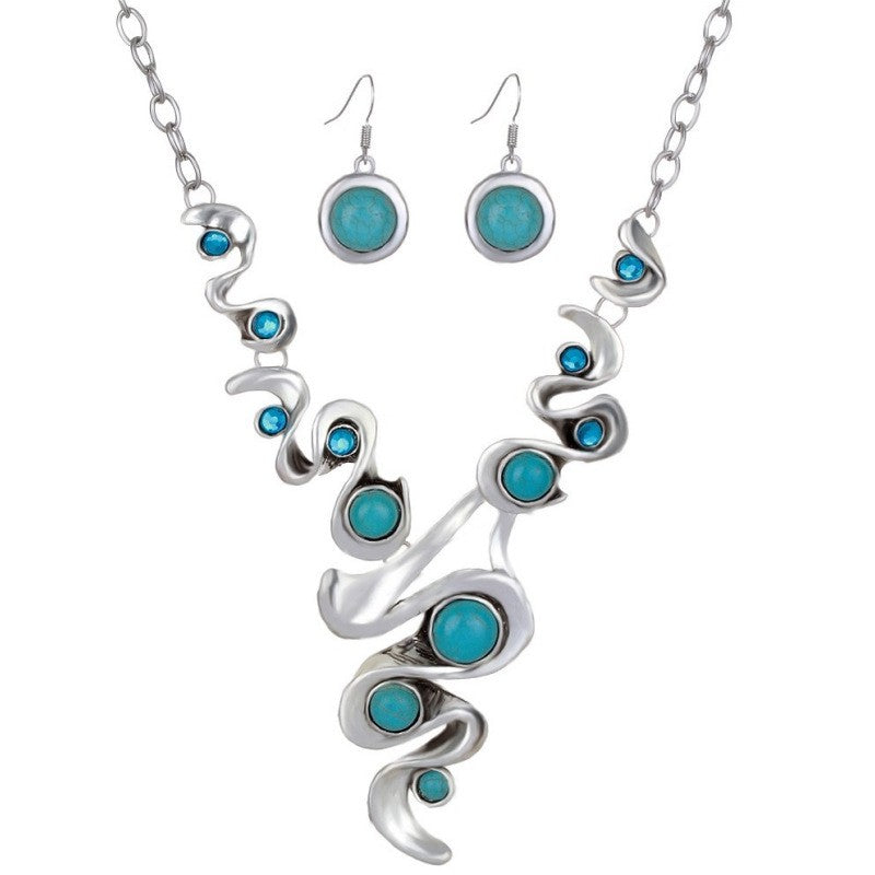 Turquoise Vine Statement Necklace & Earring Set