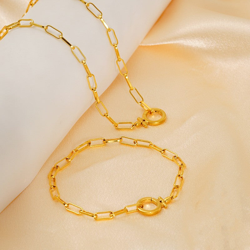Oval Link Toggle Necklace & Bracelet Set