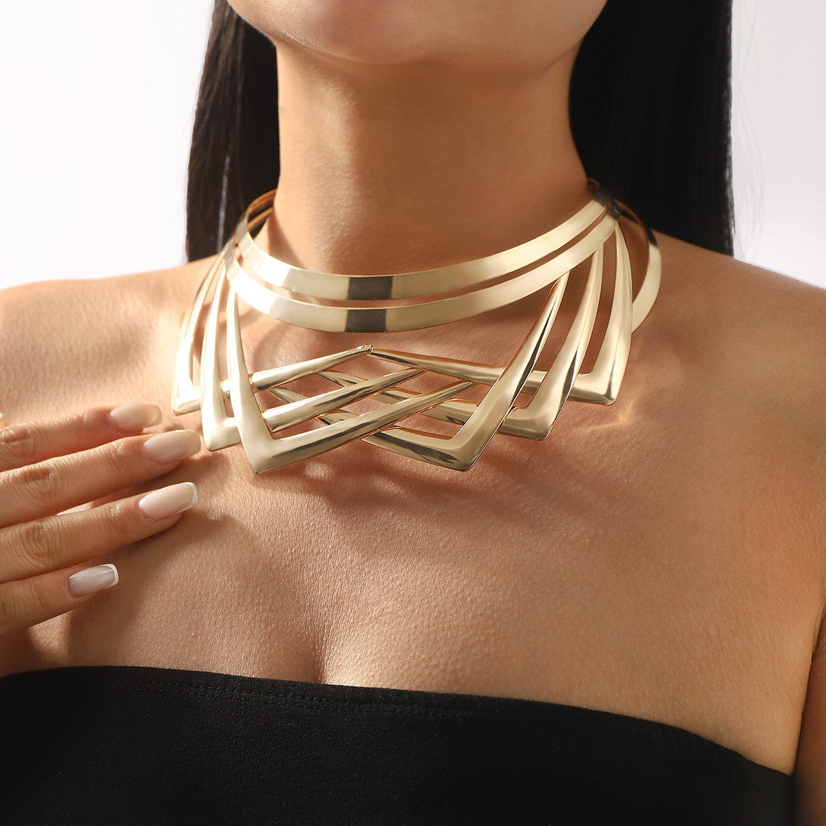 Geometric Multi-Layer Choker Necklace