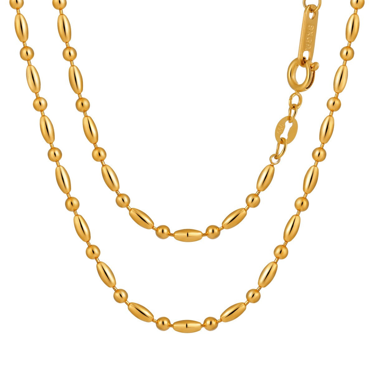 Gold-Tone Rice Bead Necklace