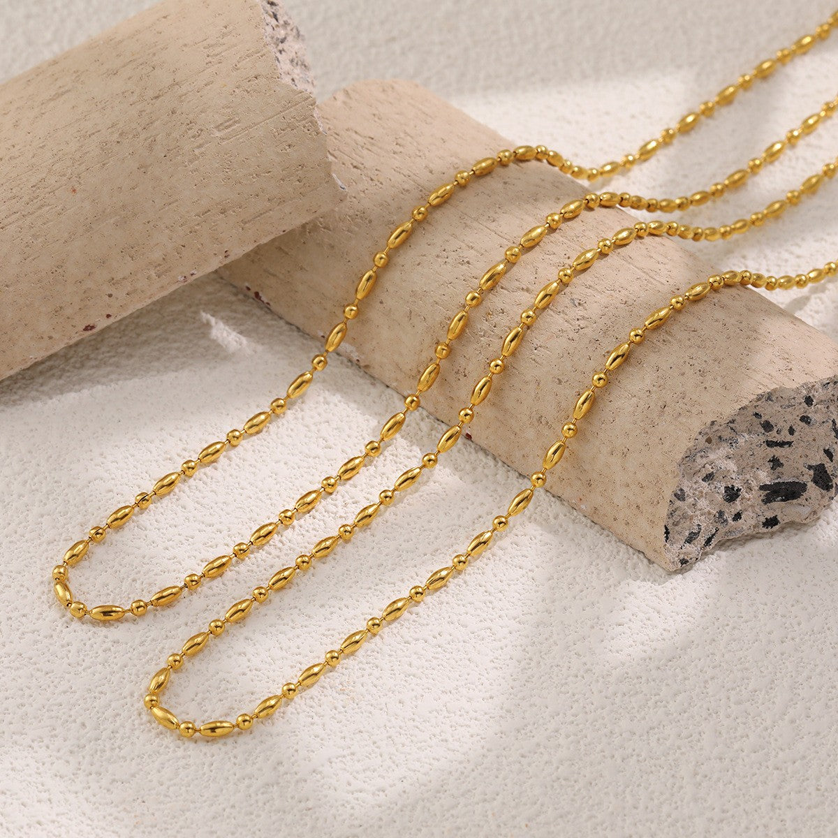 Gold-Tone Rice Bead Necklace
