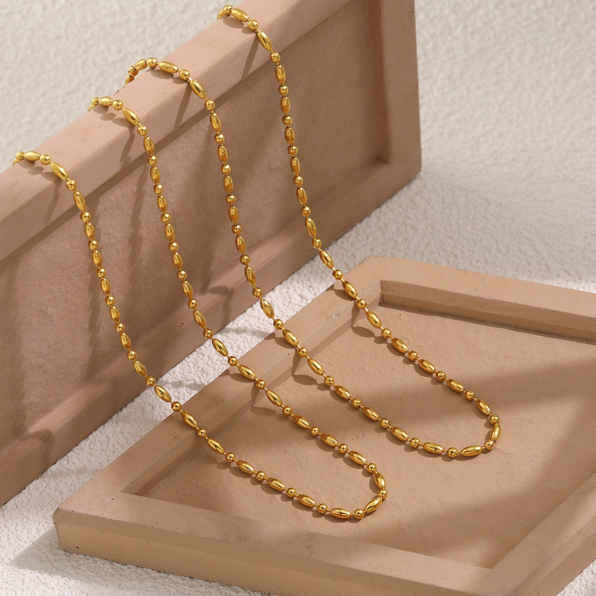 Gold-Tone Rice Bead Necklace