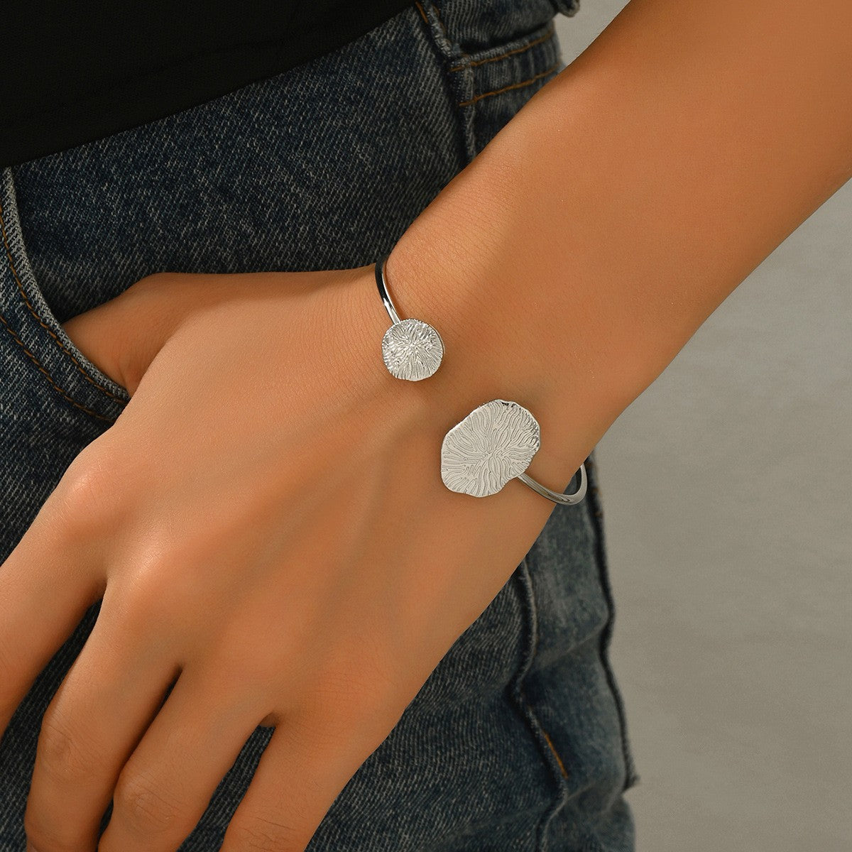 Spiral & Fingerprint Cuff Ring Set