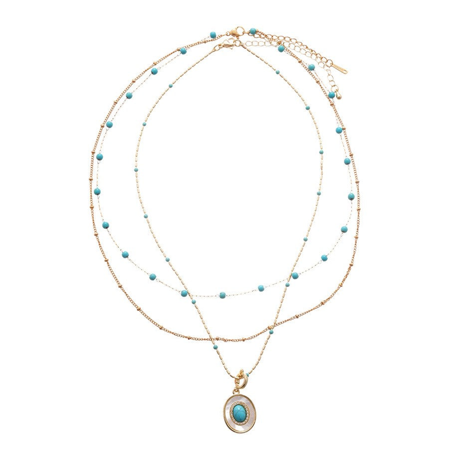 Turquoise Oval Multi-Strand Necklace