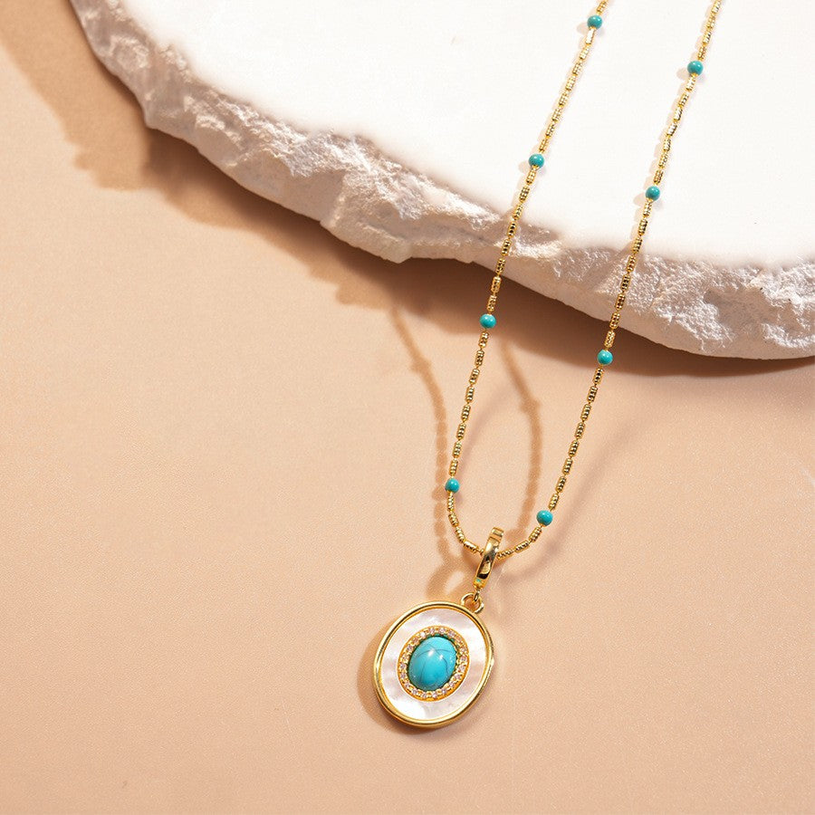 Turquoise Oval Multi-Strand Necklace