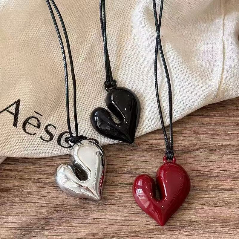 Sculpted Heart Cord Necklace