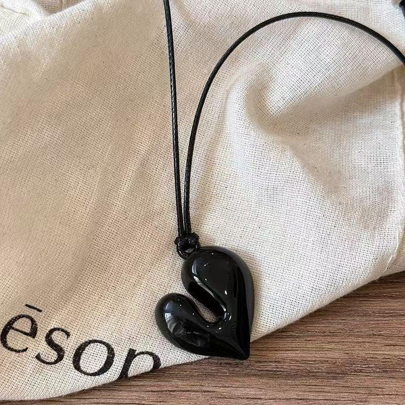Sculpted Heart Cord Necklace