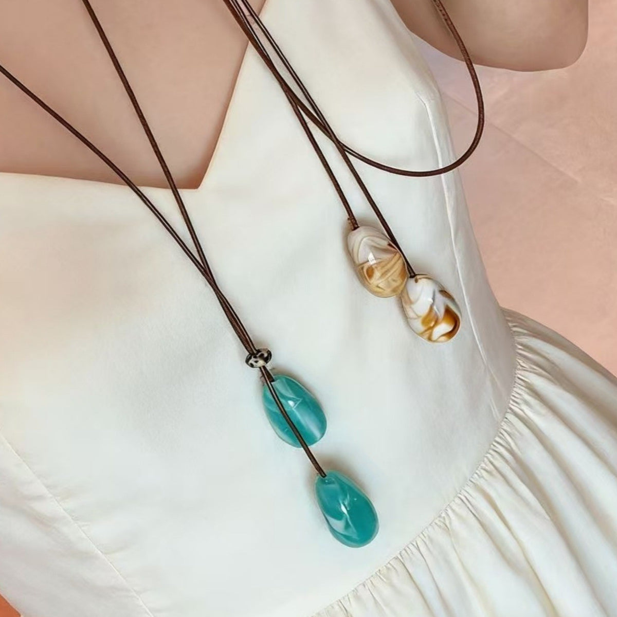 Marbled Cord Pendant Necklace