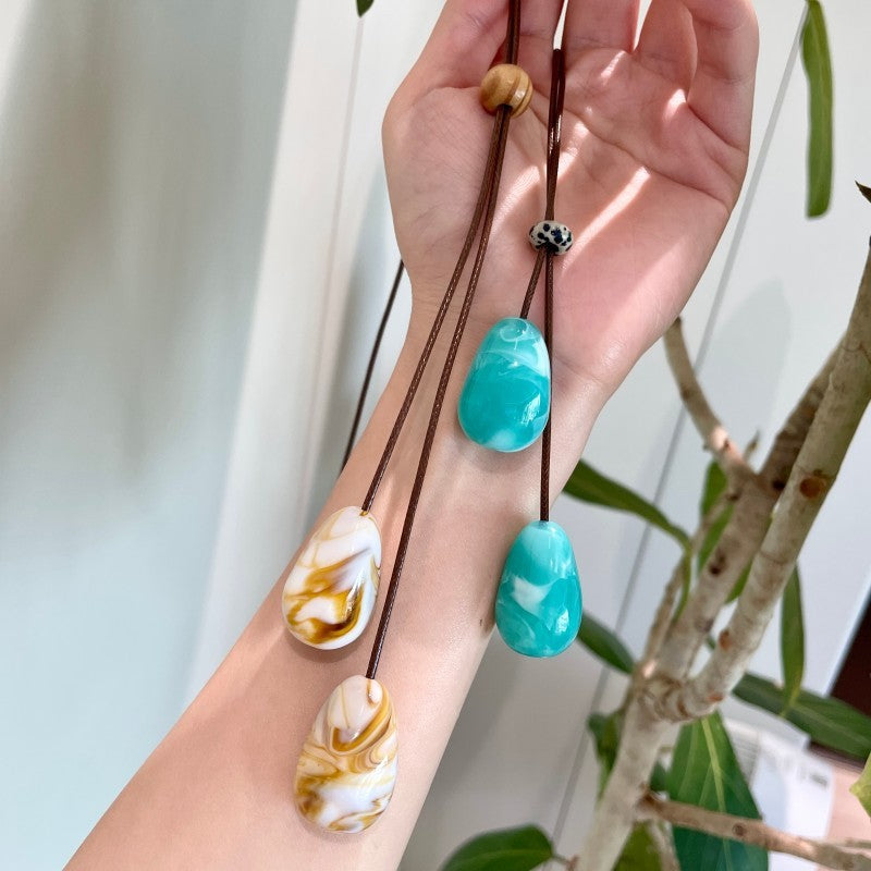 Marbled Cord Pendant Necklace