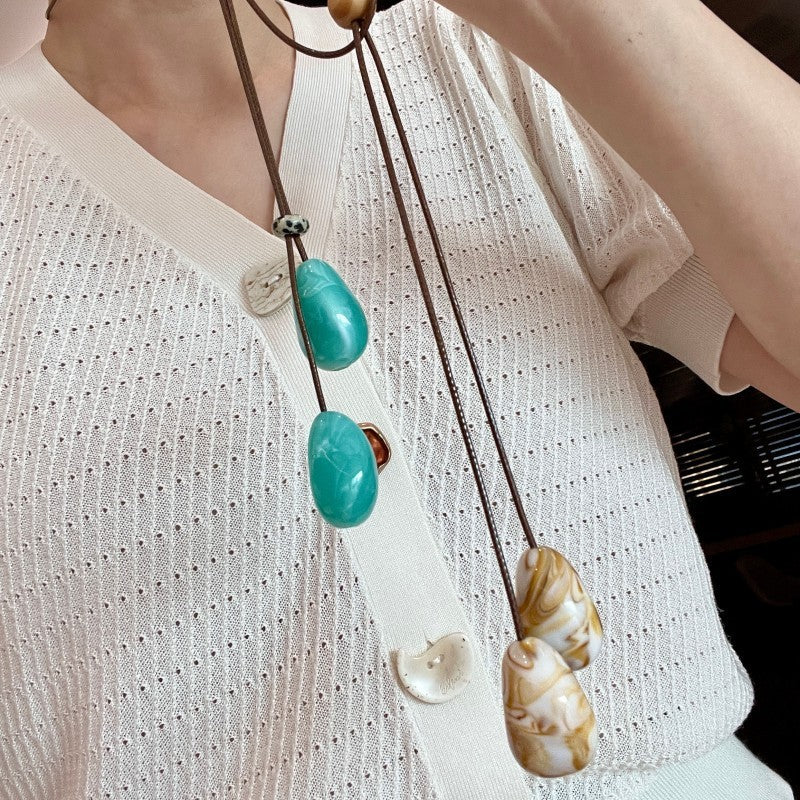 Marbled Cord Pendant Necklace