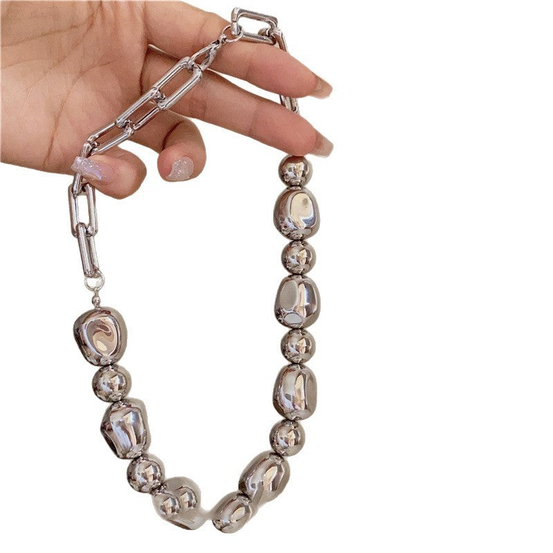 Silver-Tone Irregular Bead Necklace