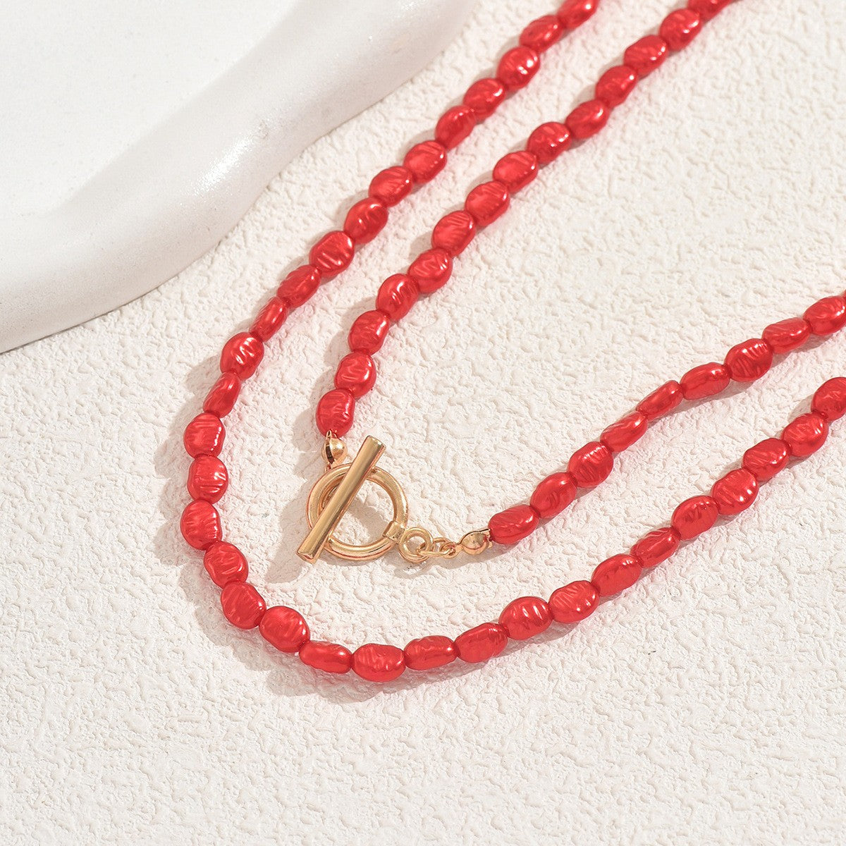 Red Beaded Toggle Necklace