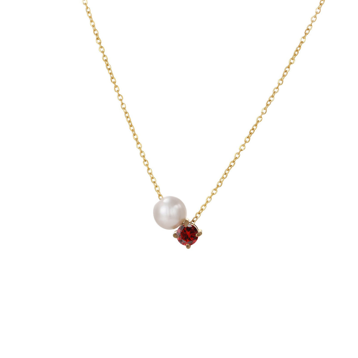 Pearl & Square Zircon Necklace