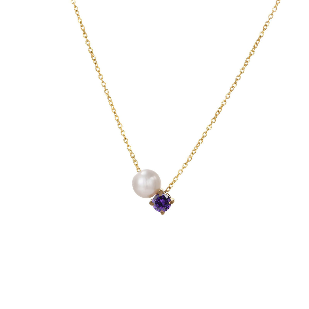 Pearl & Square Zircon Necklace