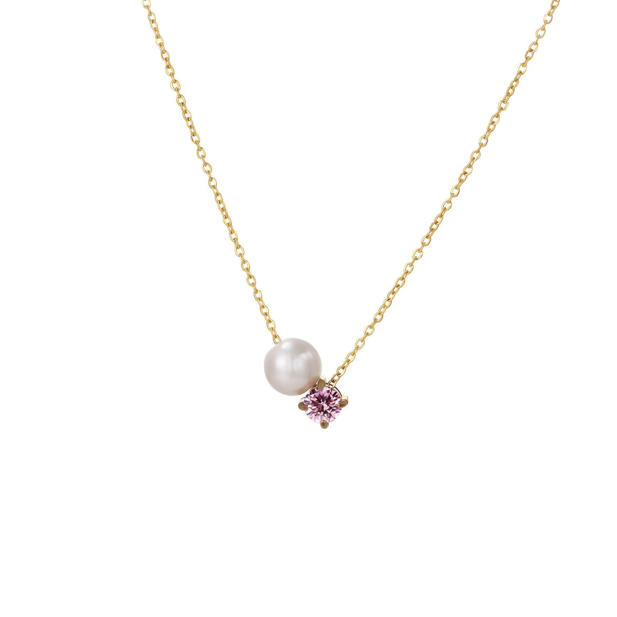Pearl & Square Zircon Necklace