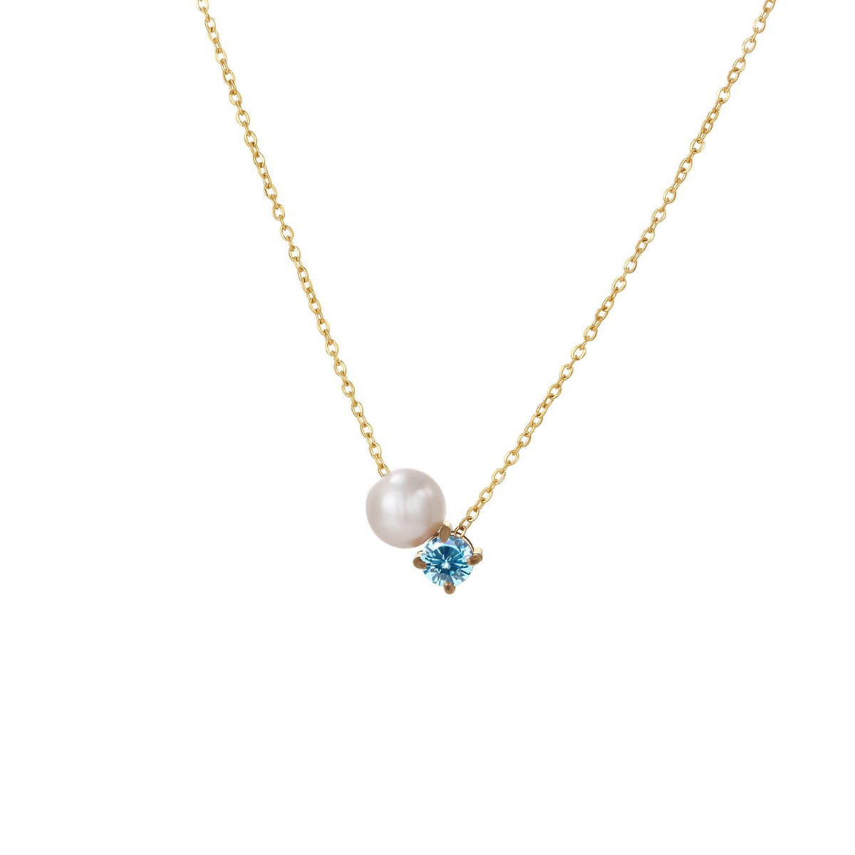 Pearl & Square Zircon Necklace