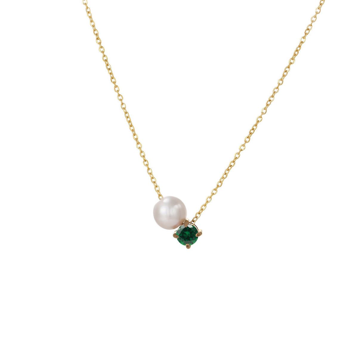 Pearl & Square Zircon Necklace