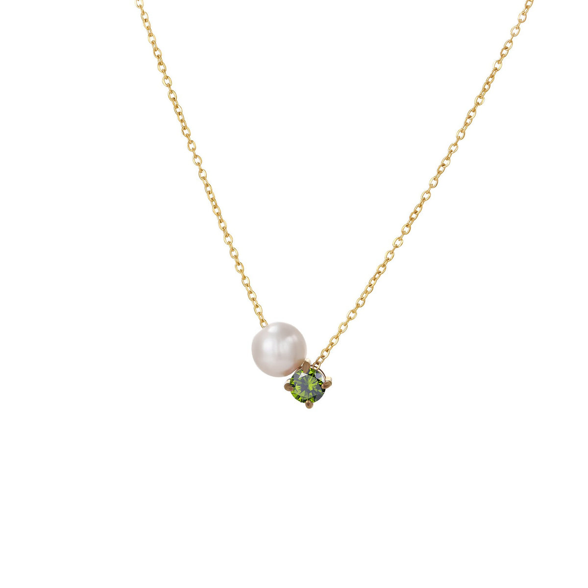 Pearl & Square Zircon Necklace