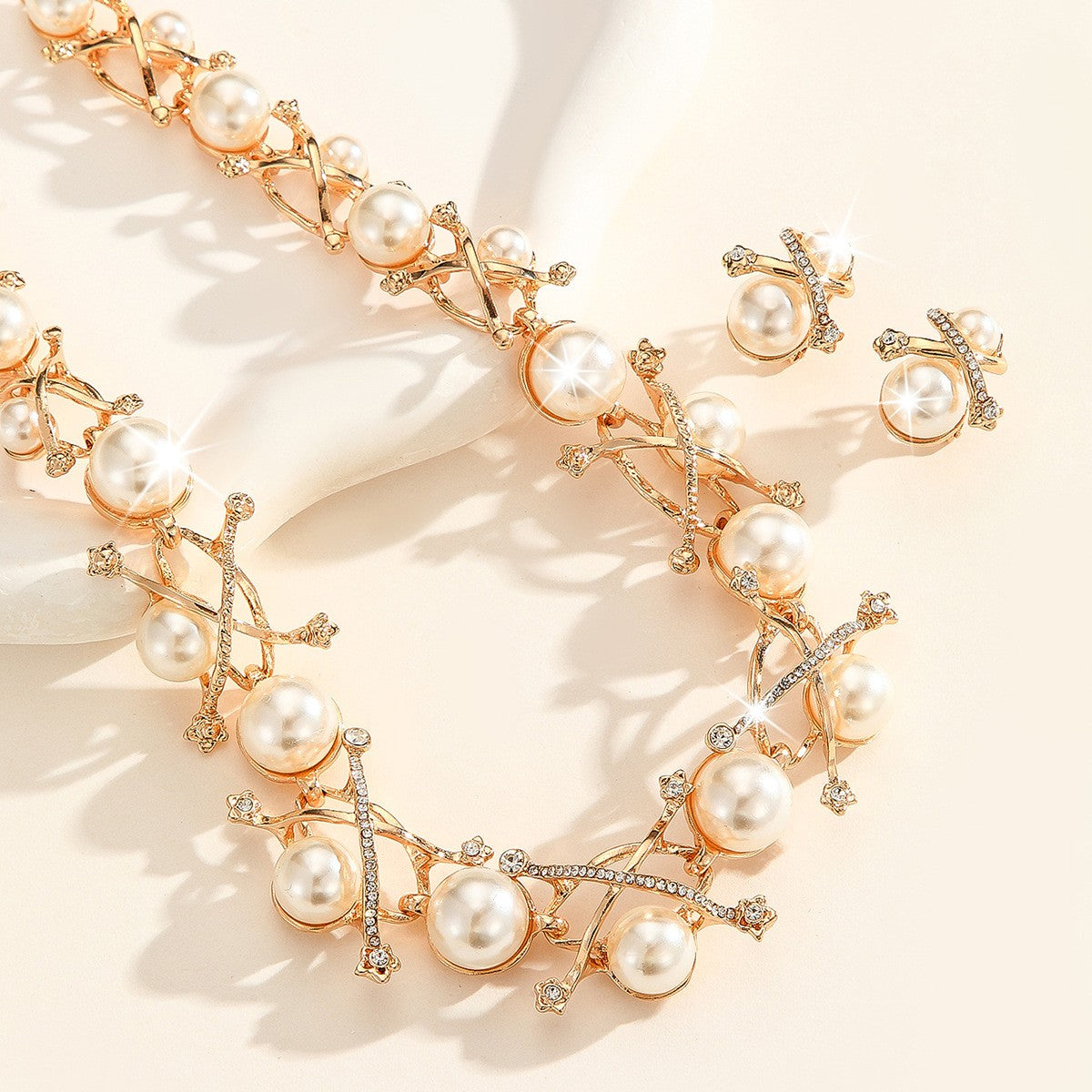 Pearl Vine Branch Necklace & Earring Set