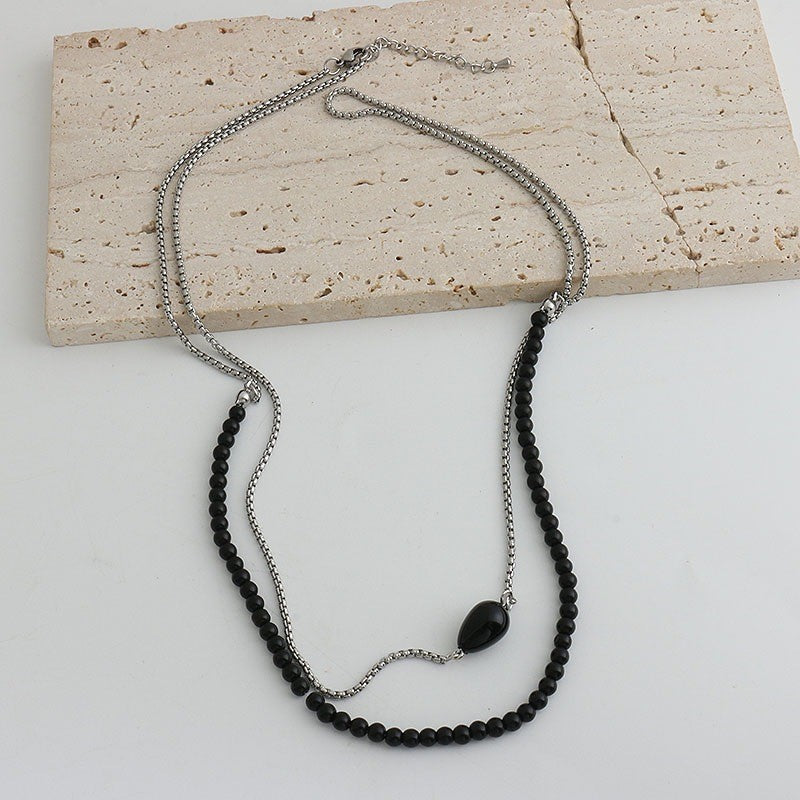 Bead & Teardrop Layered Necklace