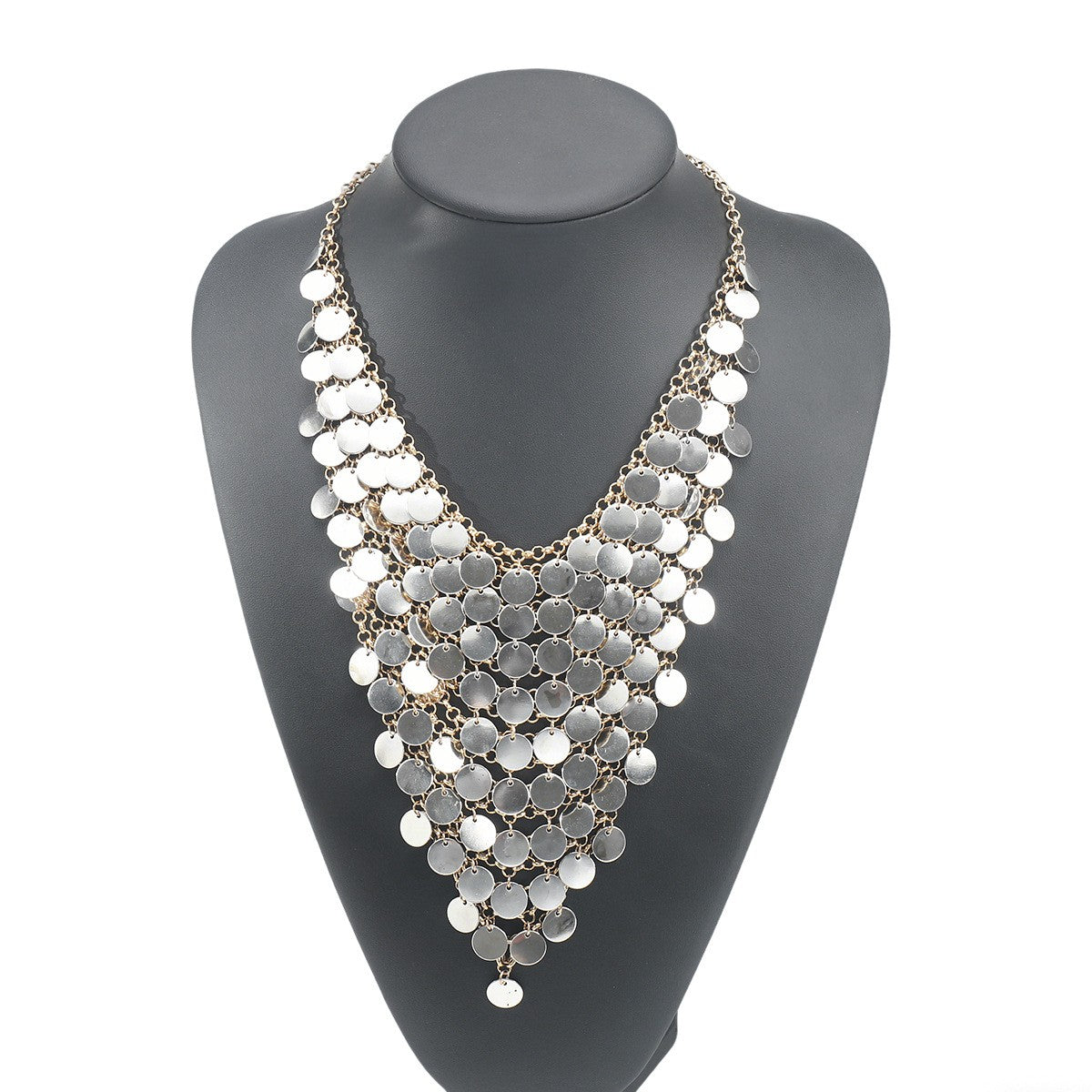 V-Shape Coin Disc Necklace
