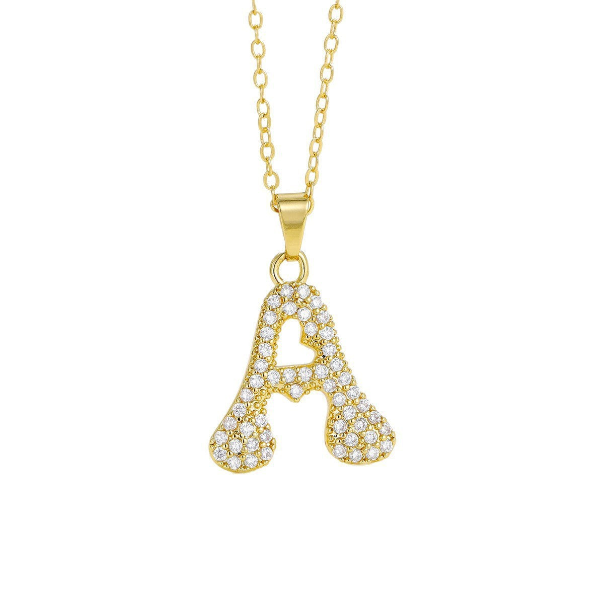 Crystal Pave Bubble Initial Necklace