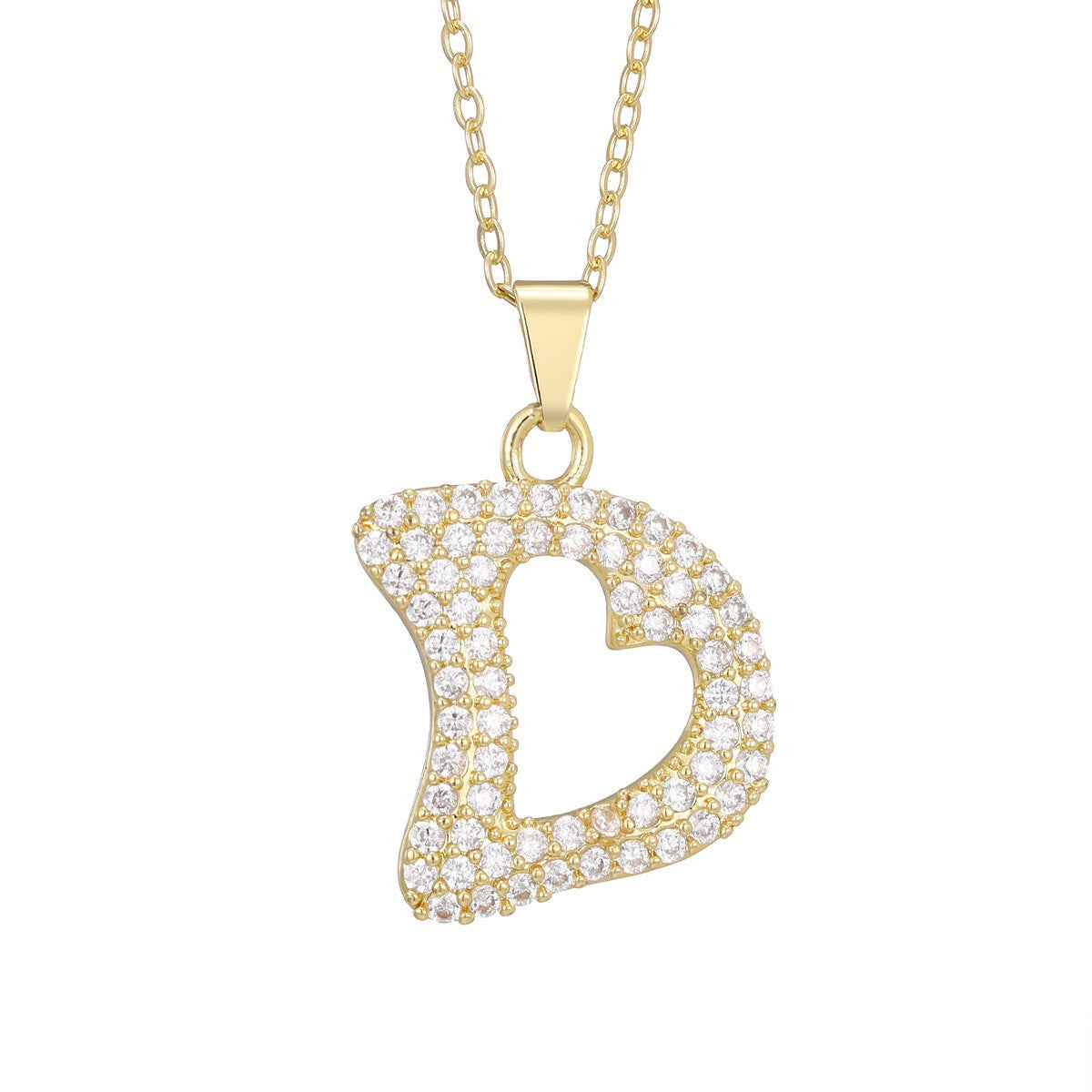 Crystal Pave Bubble Initial Necklace