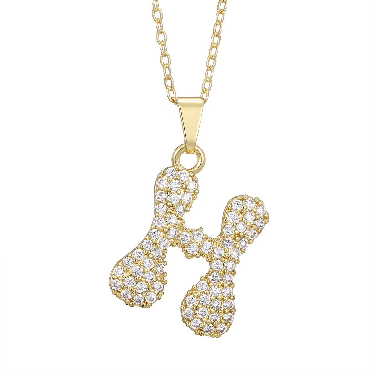 Crystal Pave Bubble Initial Necklace