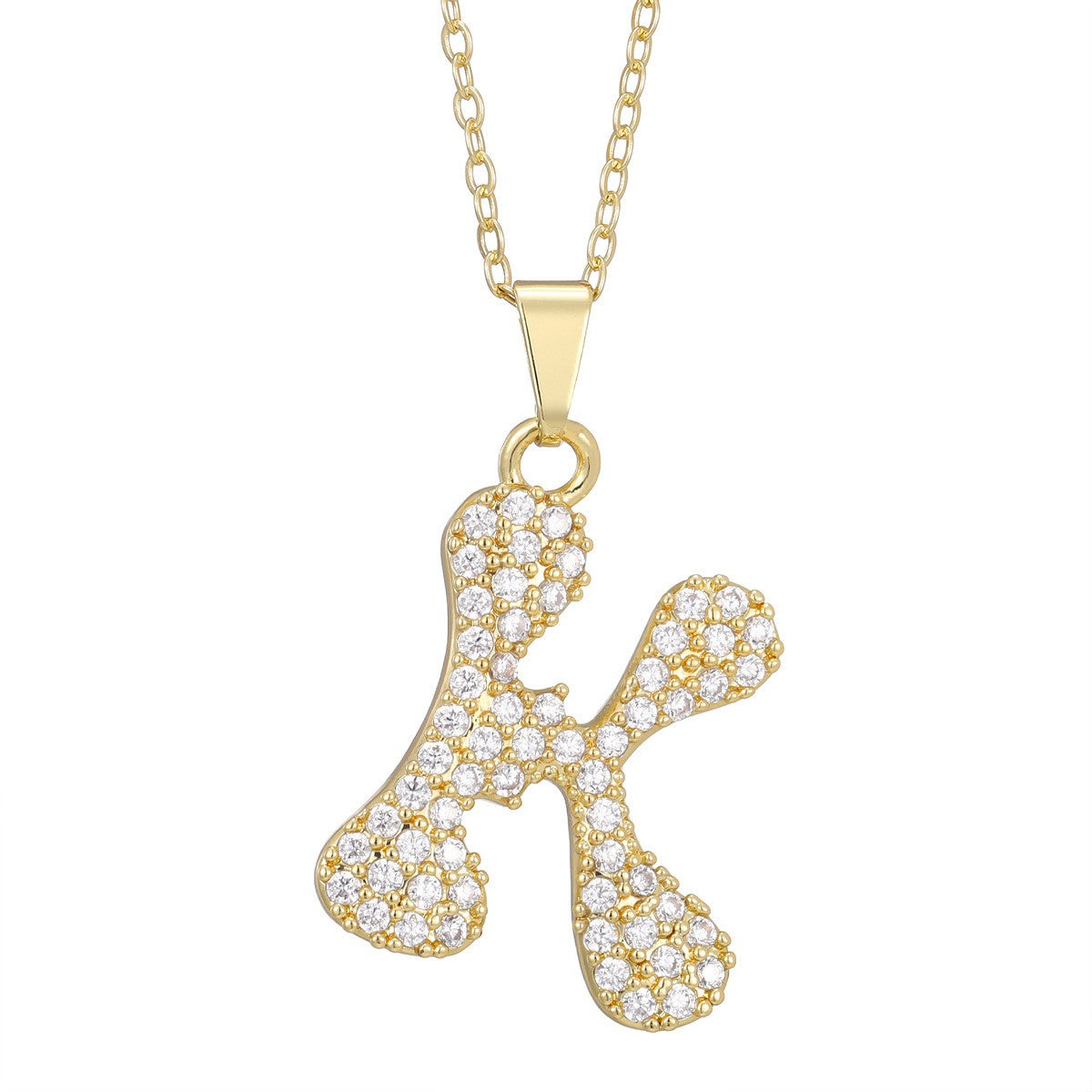 Crystal Pave Bubble Initial Necklace