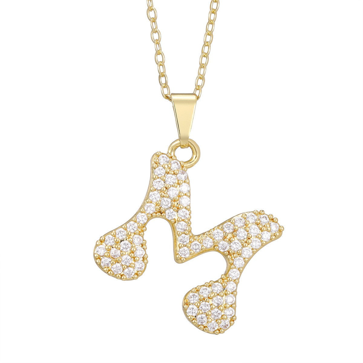 Crystal Pave Bubble Initial Necklace