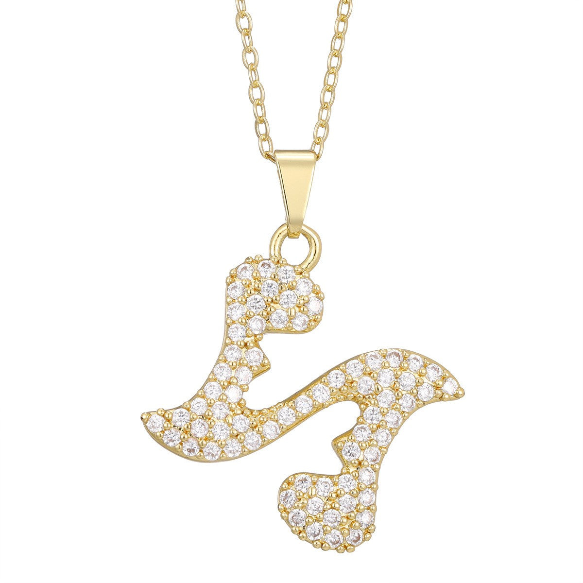 Crystal Pave Bubble Initial Necklace
