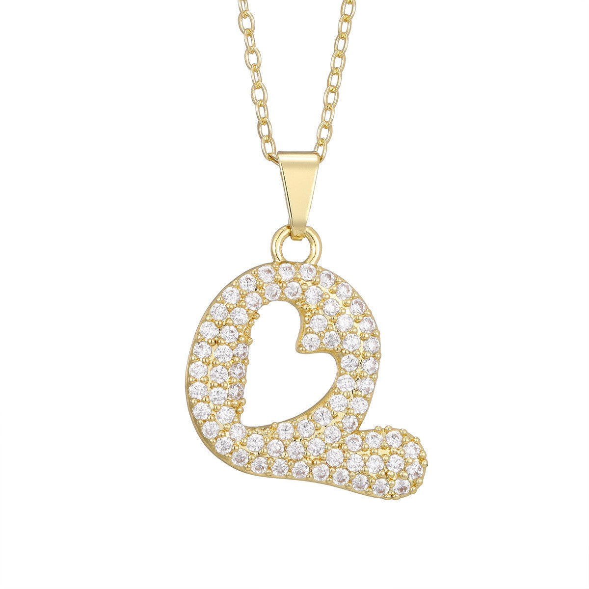Crystal Pave Bubble Initial Necklace