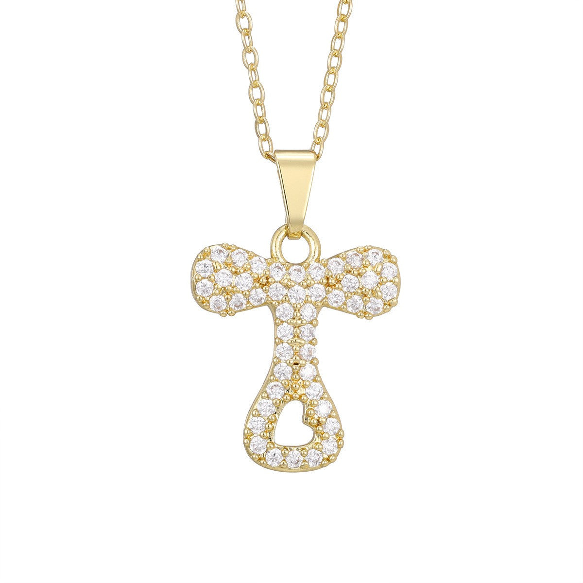 Crystal Pave Bubble Initial Necklace
