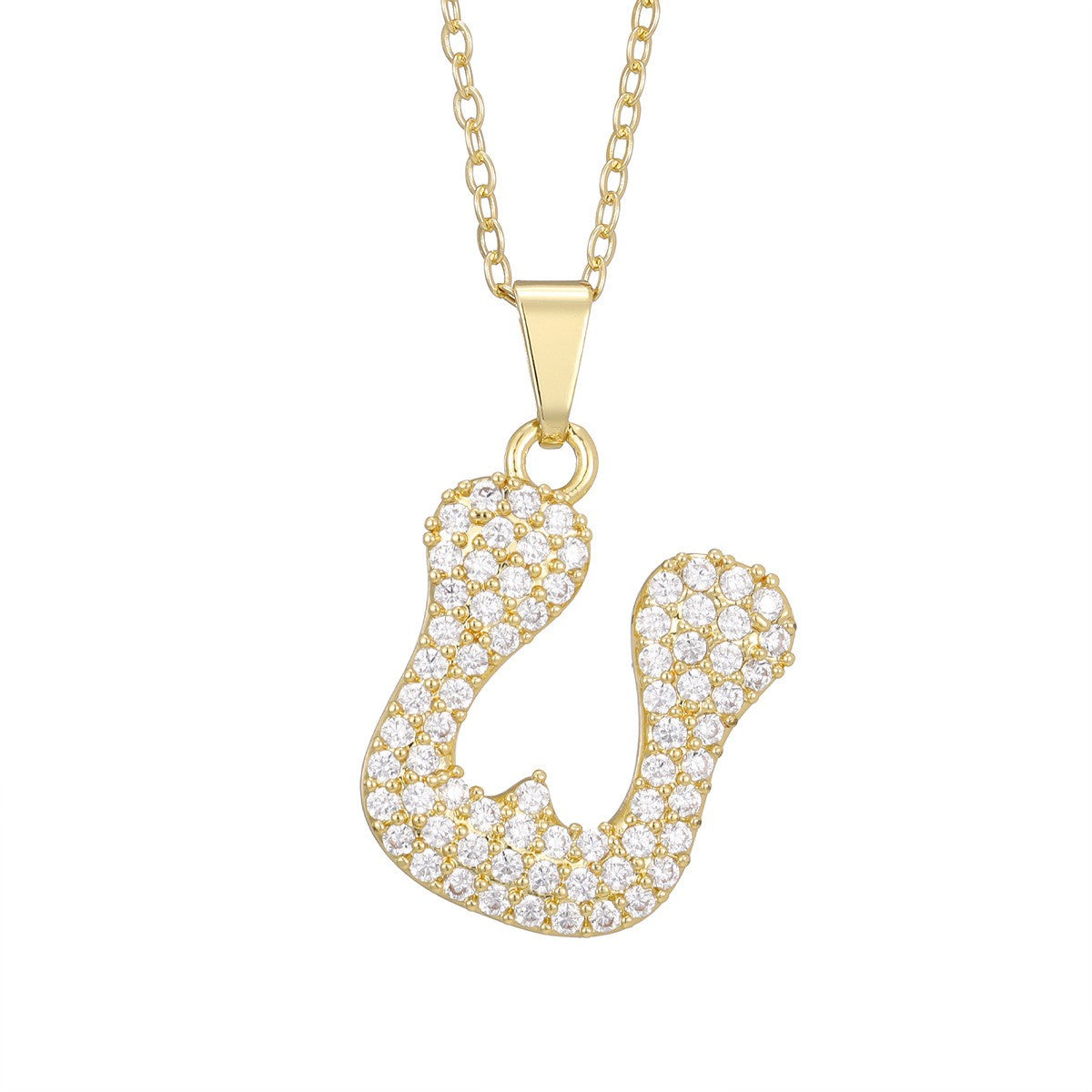 Crystal Pave Bubble Initial Necklace